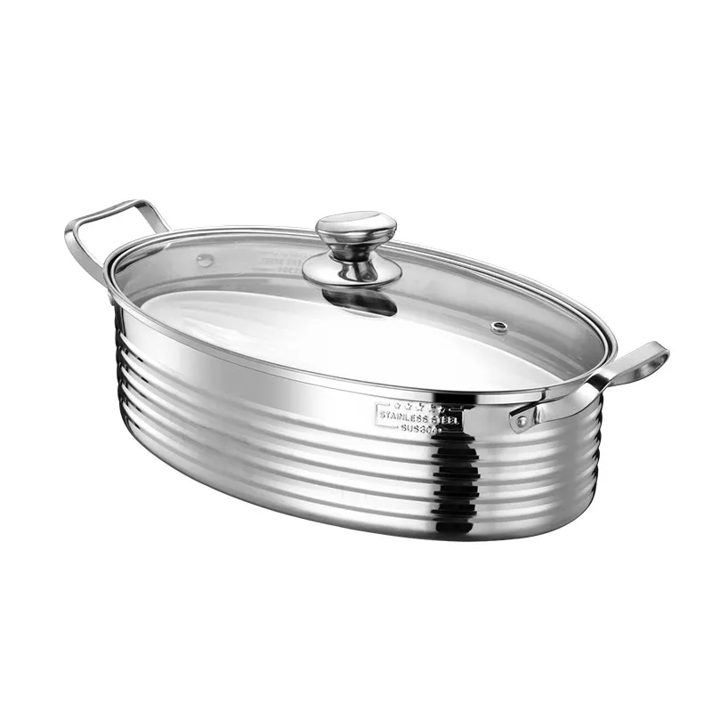 

CX household fish steamer large thickened stainless steel 38cm oval steamer induction cooker universal