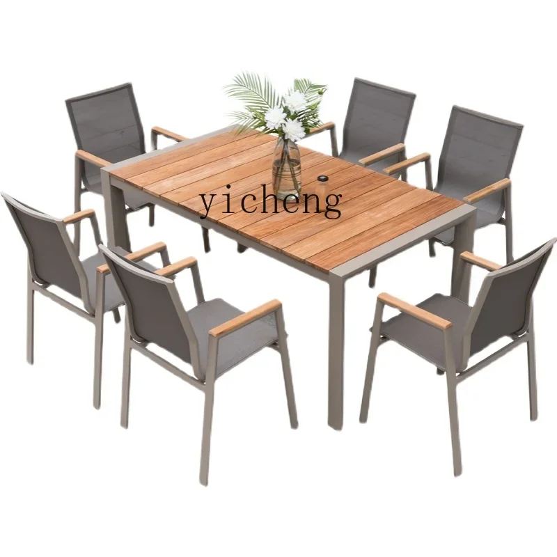 Zc Outdoor Outdoor Leisure Teak Table and Chair Combination Set Outdoor Courtyard Sun Room Terrace