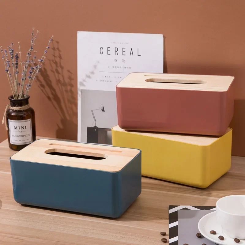 Wooden tissue holder household tissue storage box detachable tissue box elegant and simple