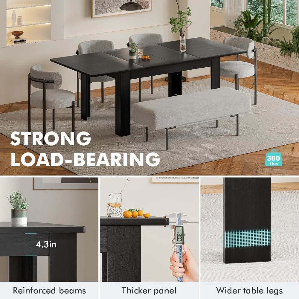 

54.3-84.5 Extendable Dining Room Table for 4–10, Space-Saving Family Dining Table with Slide-Out Extension Leaves, Customized