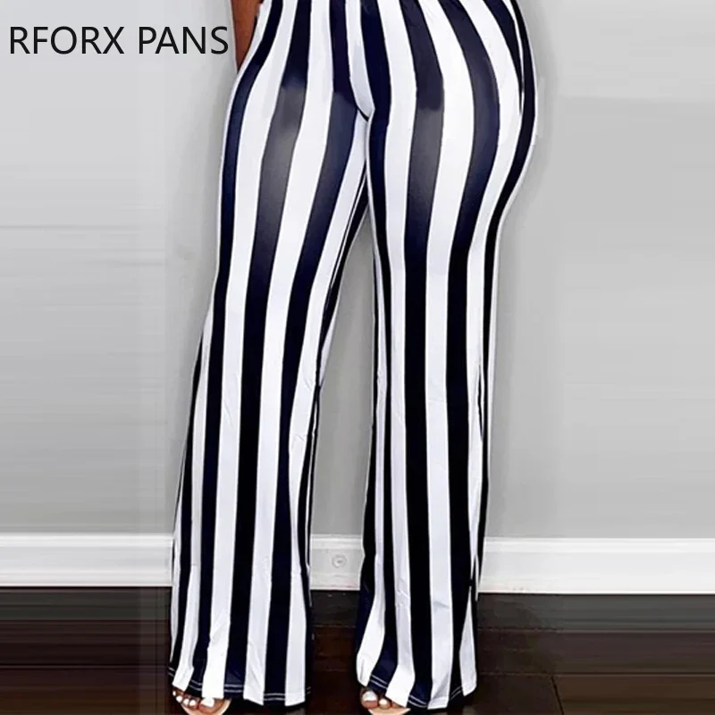 Women SElegant Off Shoulder Deep V Neck Striped Bodycon Skinny Jumpsuit Sexy Jumpsuit