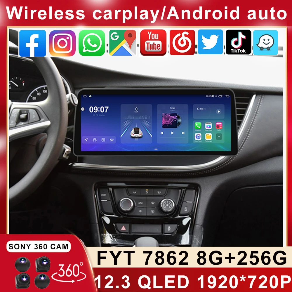 

12.3 Inch For Buick Opel Mokka X Vauxhall Encore 2016-2019 Android Car Stereo Multimedia SWC Video Player Head Unit Carplay Auto