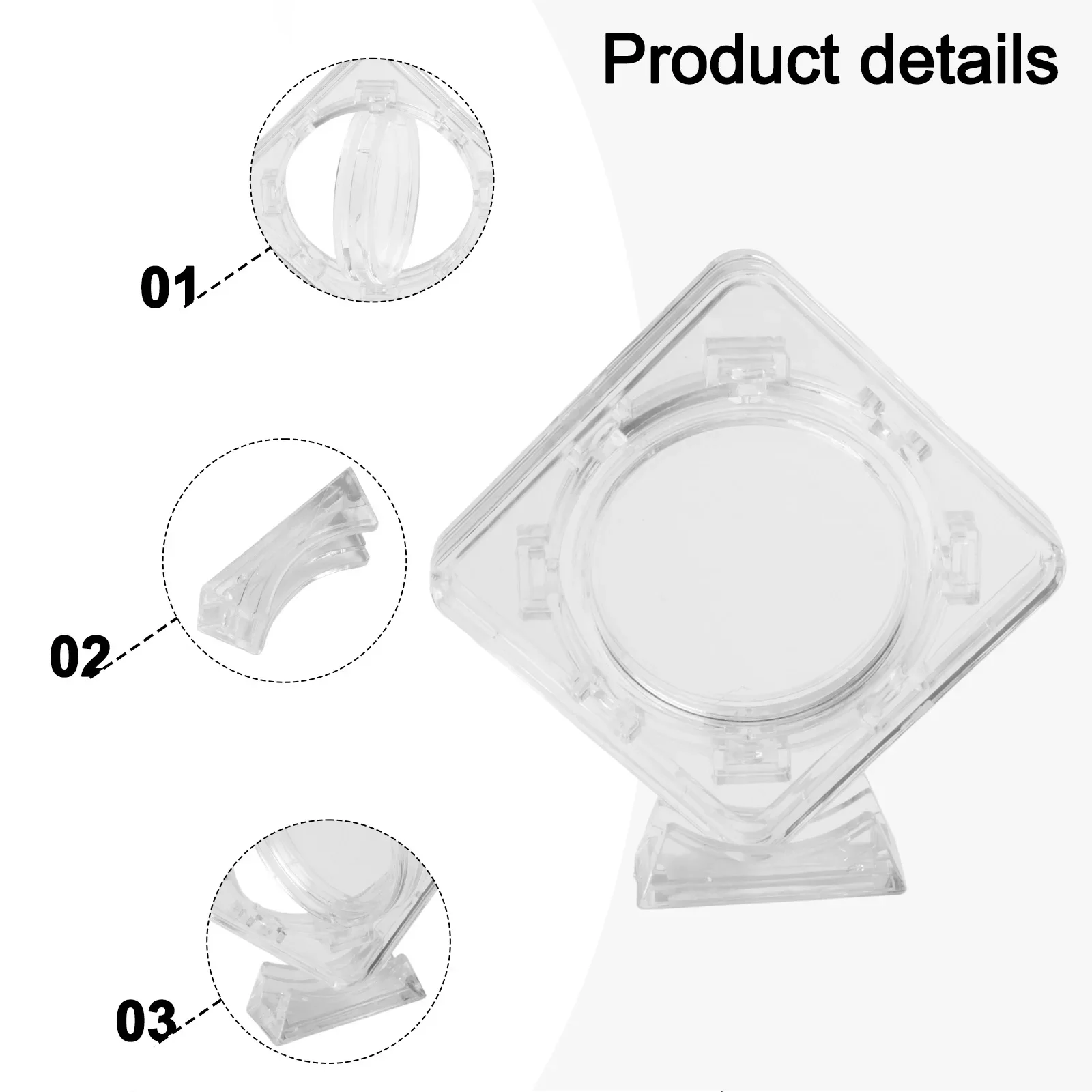 Case Box Acrylic Coin Storage Organization Rotating Bracket Transparent Without Inner Cushion 1 Pcs High Quality