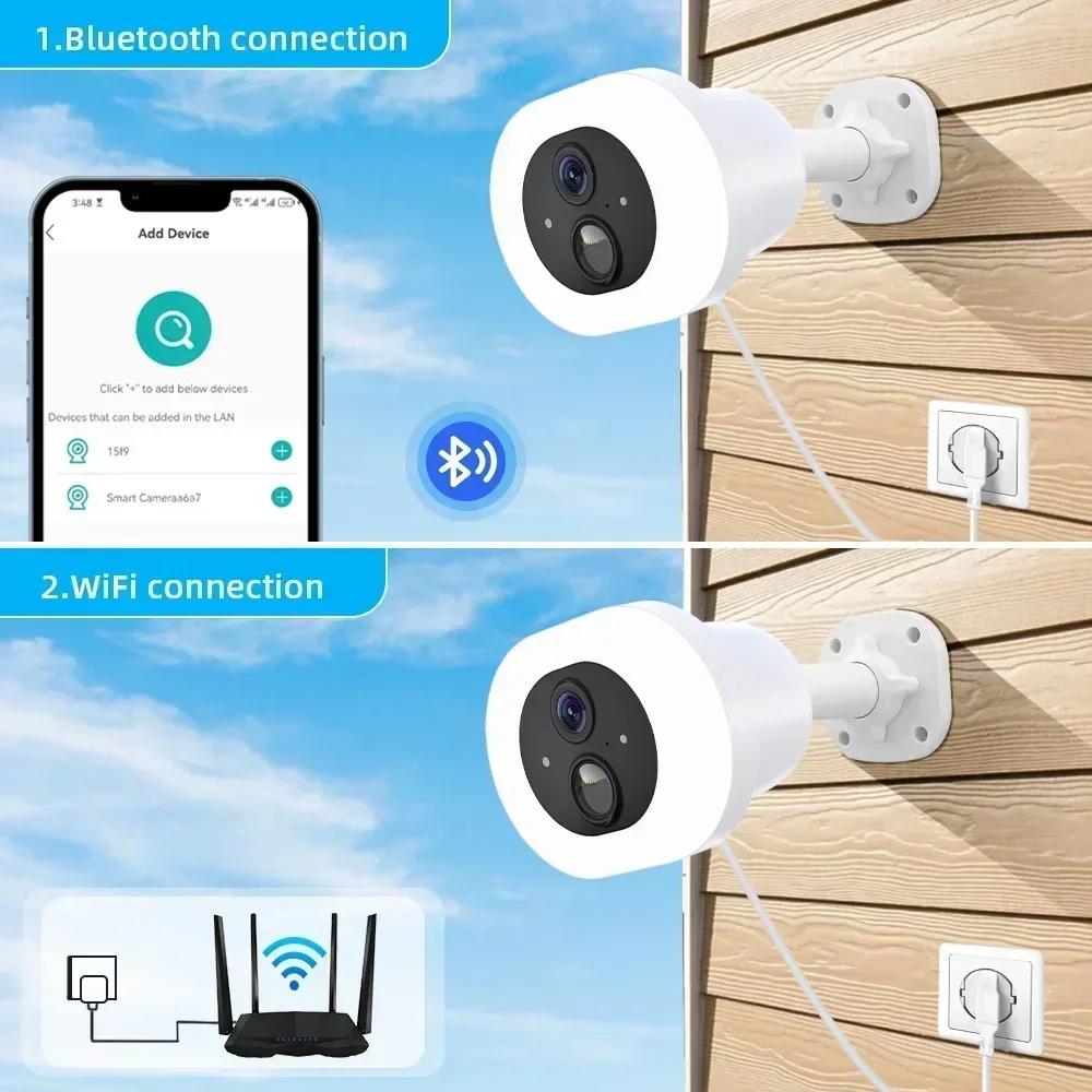 2mp Schijnwerper Mini Camera Wifi Menselijke Detectie Ip Bewakingscamera Waterdicht Buiten Draadloze Bewakingscamera