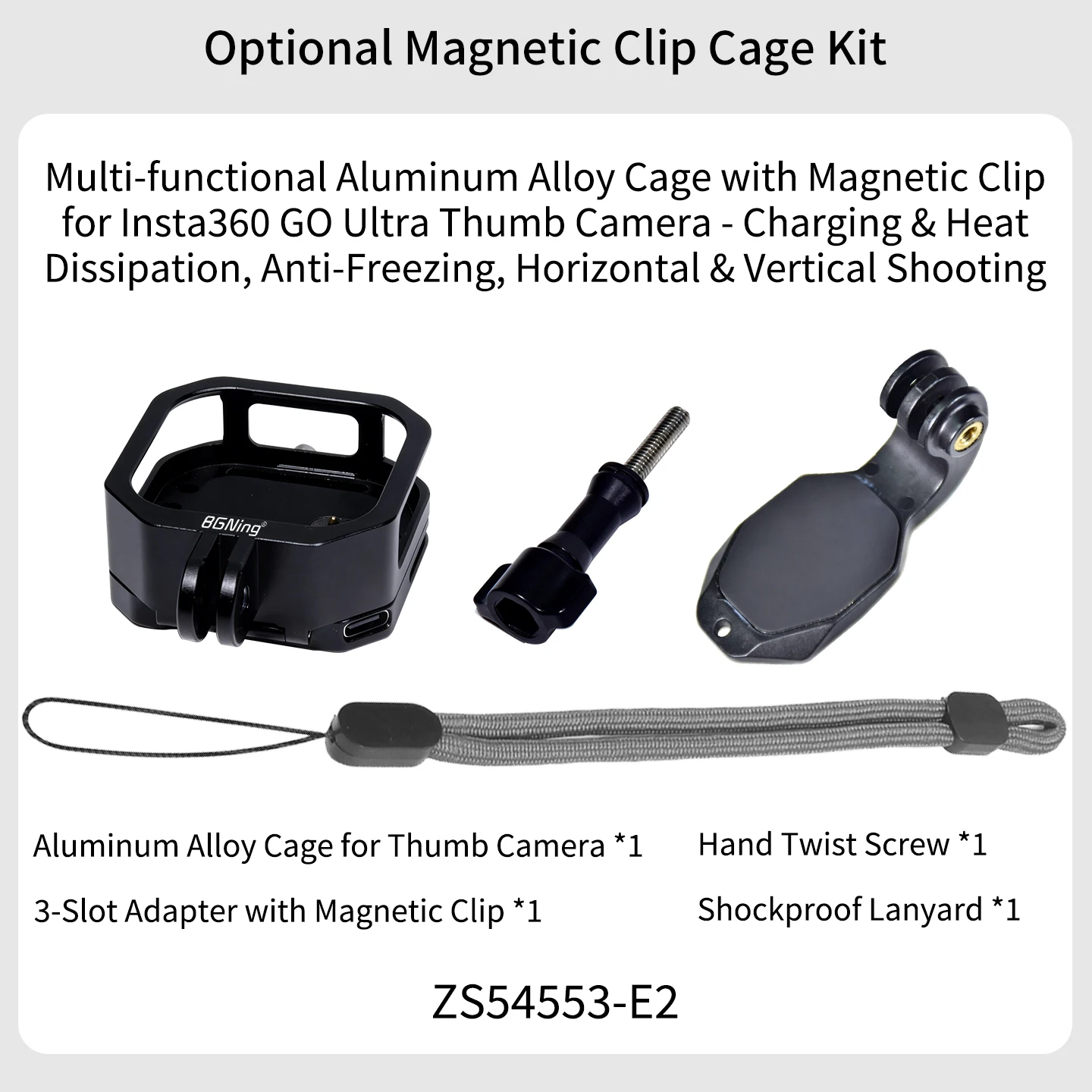 Ladestation für Insta360 Go Ultra Action-Kamera Aluminiumgehäuse Wärmeableitung Typ-C-Anschluss Vlog Motorrad Nonstop-Aufnahme – Detail 21