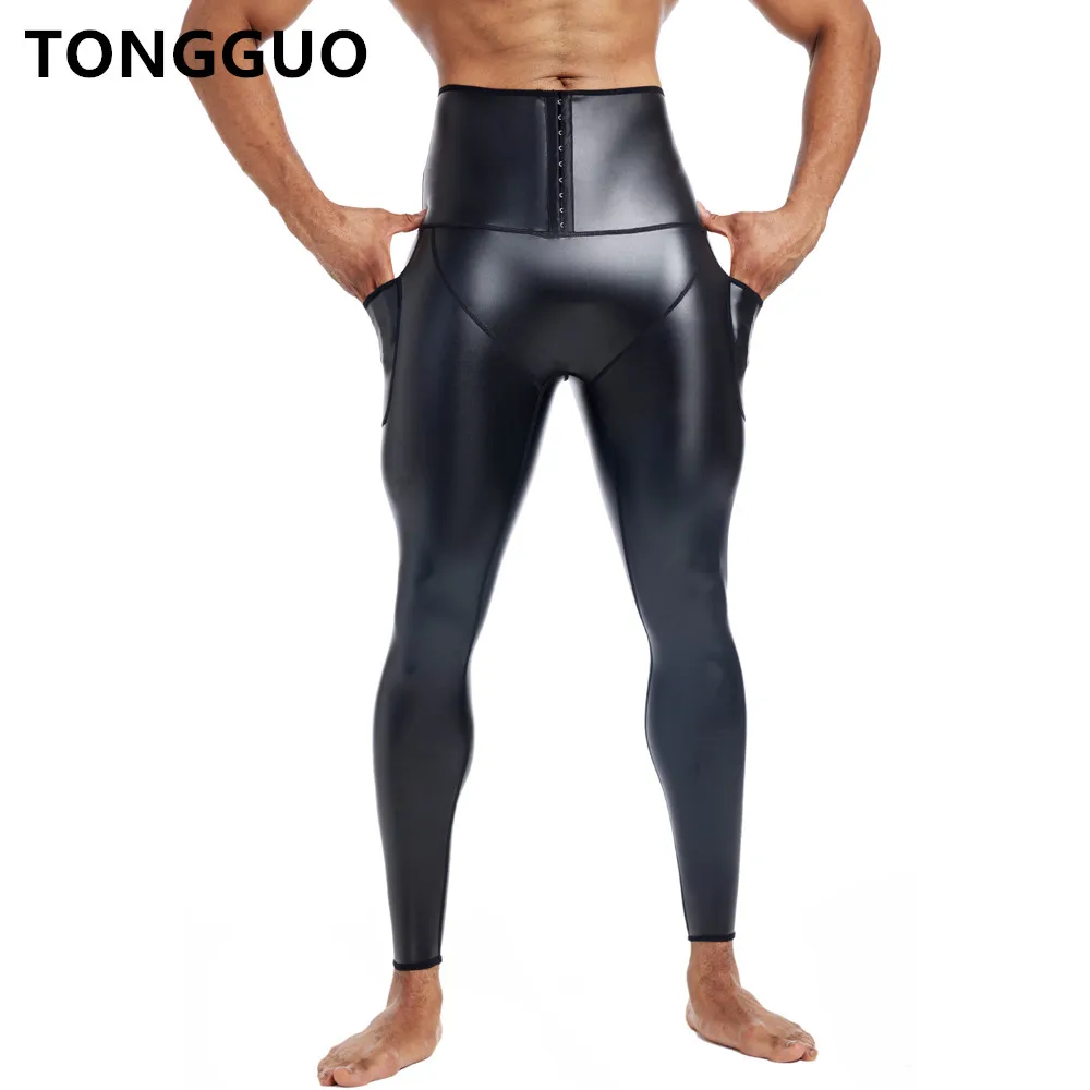 

Новый стиль из искусственной кожи с высокой талией в стиле рок-панк, хип-хоп, регулируемые брюки, формирователь талии, кожаные брюки с карманами