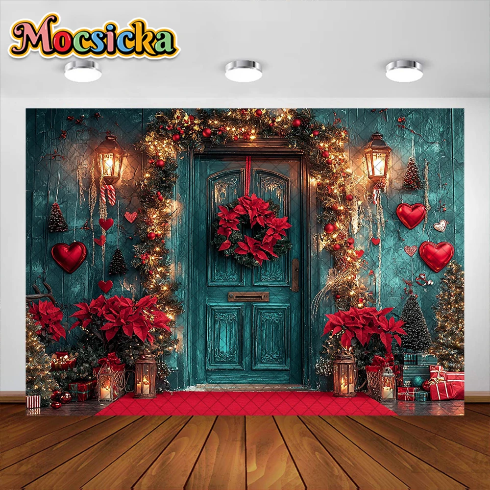 พื้นหลังสำหรับถ่ายรูปเทศกาลคริสต์มาสพรมแดงสำหรับตกแต่งพวงดอกไม้สำหรับถ่ายรูปในวันหยุดของเด็กฉากหลังสตูดิโอ