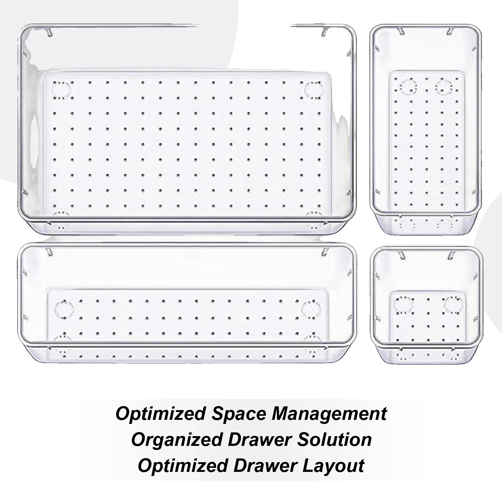 4pcs Desk Drawer Organizers Set Plastic Bathroom Storage Makeup Organizer Clear Transparent Storage Box Drawer Organizer