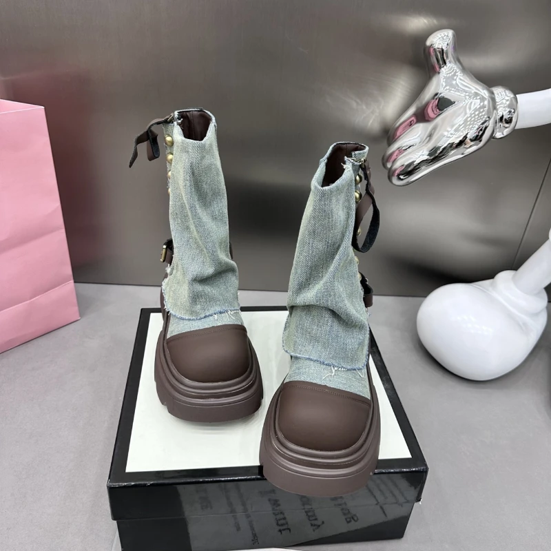 New Luxury Chelsea Boots Winter Designer Women Ankle Boots Slip on Thick Bottom Platform Shoes Ladies Elegant Morder Short Boots