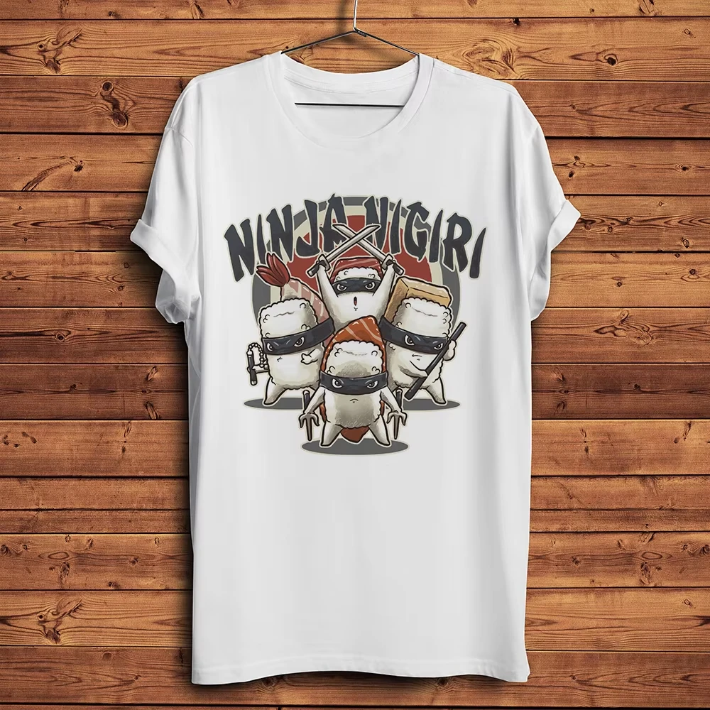 Ninja Nigiri Sushi Shinobi Funny Manga Graphic T‑shirt Unisex Washed Cotton O‑neck Short Sleeve Casual Streetwear Tops