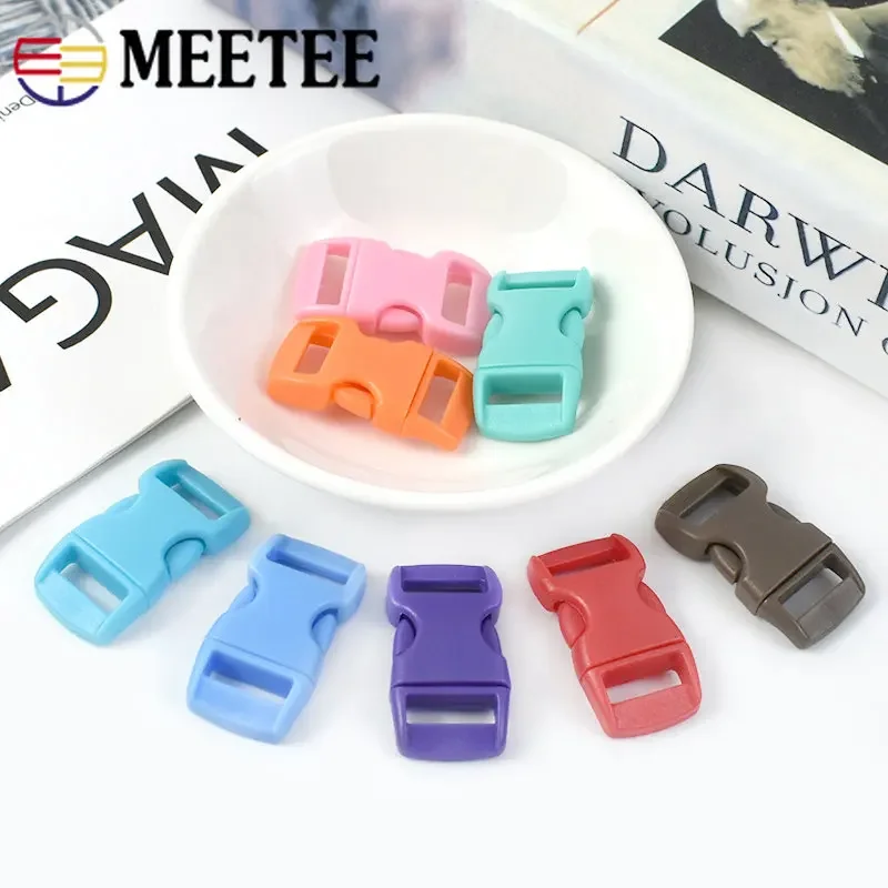 10/20Pcs Meetee 10/15mm Colorful Plastic Side Release Buckles Backpack Clip Clasp Bag Strap Dog Collar Adjust Buckle Accessories