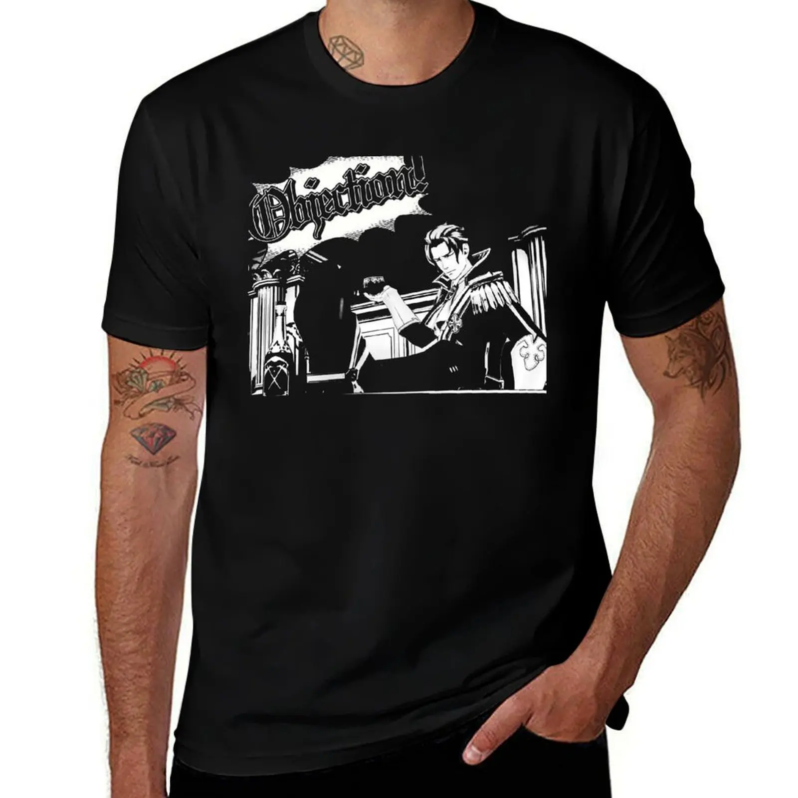 The Great Ace Attorney Chronicles Barok van Zieks Objection T-Shirt Standard Fit Solid Tee Shirt