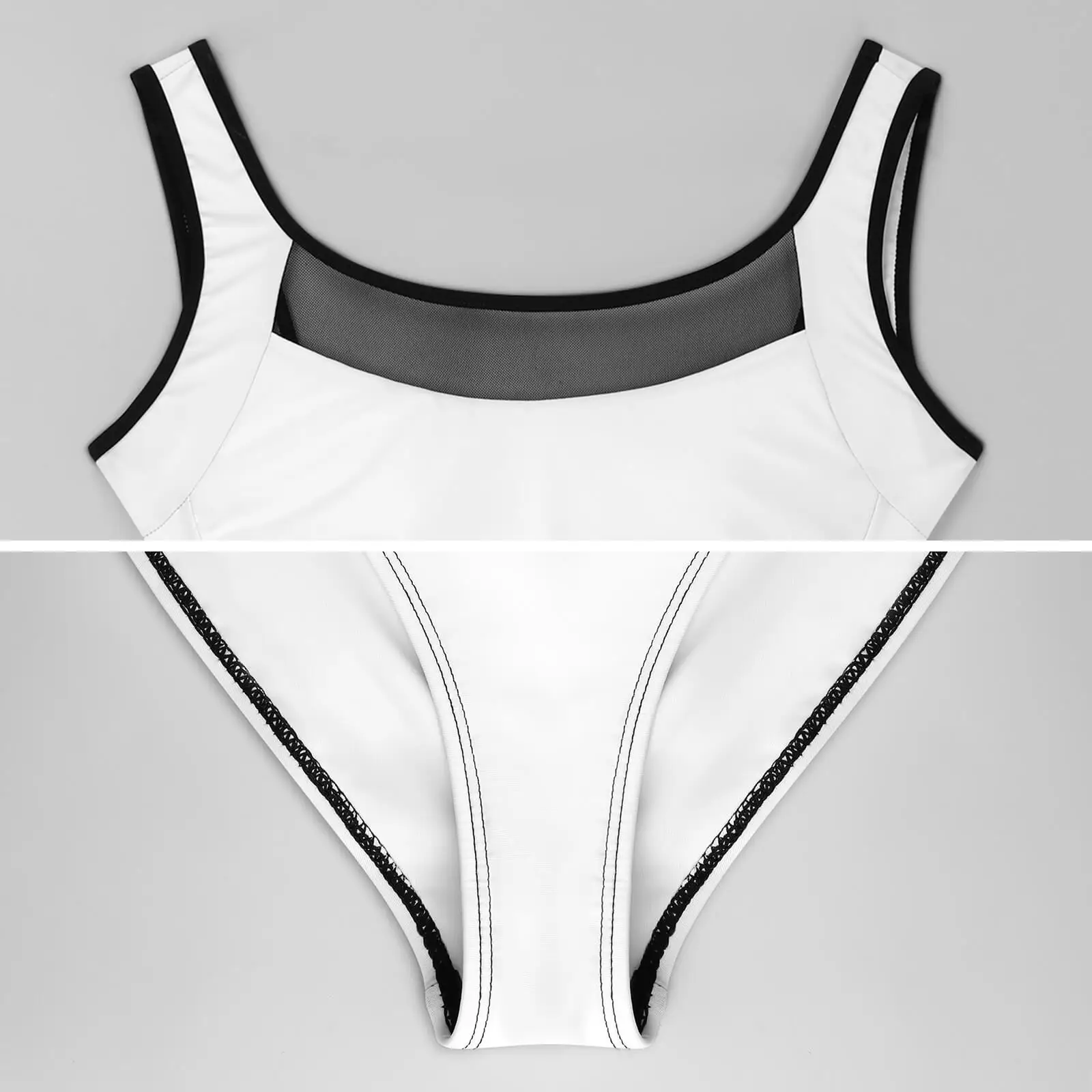 Personalized One Piece Swimsuit Women Tummy Control Vintage Swimsuits Mesh Backless Swimwear view 5