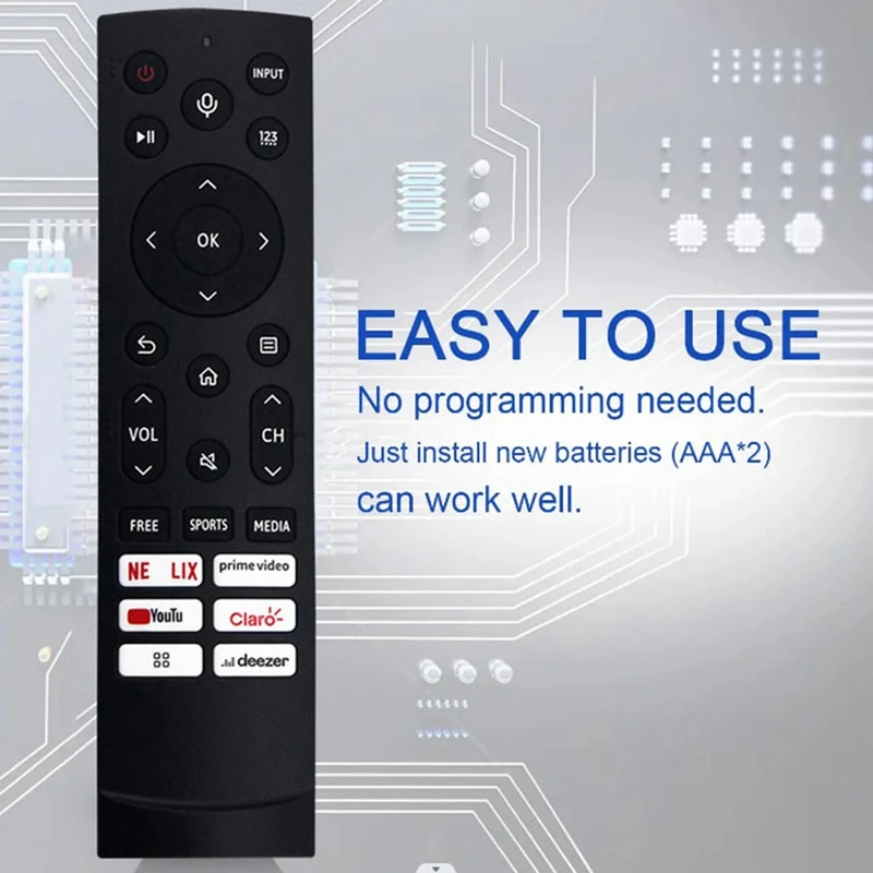 Controle remoto para HISENSE Smart LED TV, fácil de instalar, substituir ERF3Q90H
