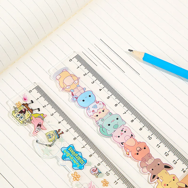 Règle de dessin animé Pokemon Pikachu pour étudiants, règle cancers mignonne pour enfants, outils de mesure de dessin, fournitures scolaires et de