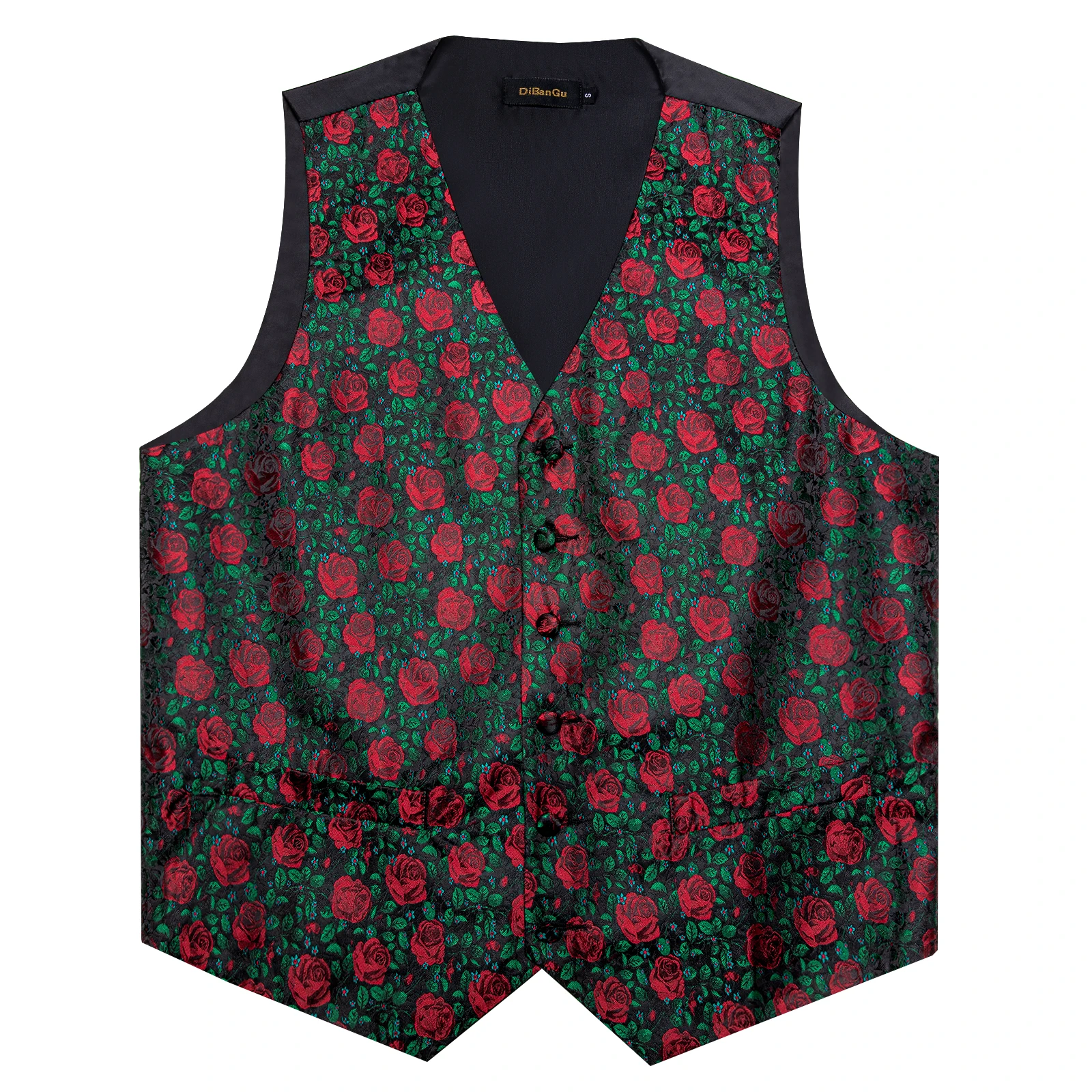 Blumen weste und Krawatten set für Herren, vor gebundene Fliege, Kleid mit quadratischen Manschetten knöpfen, klassische Business-Weste für Männer, 5-tlg – Detail 17