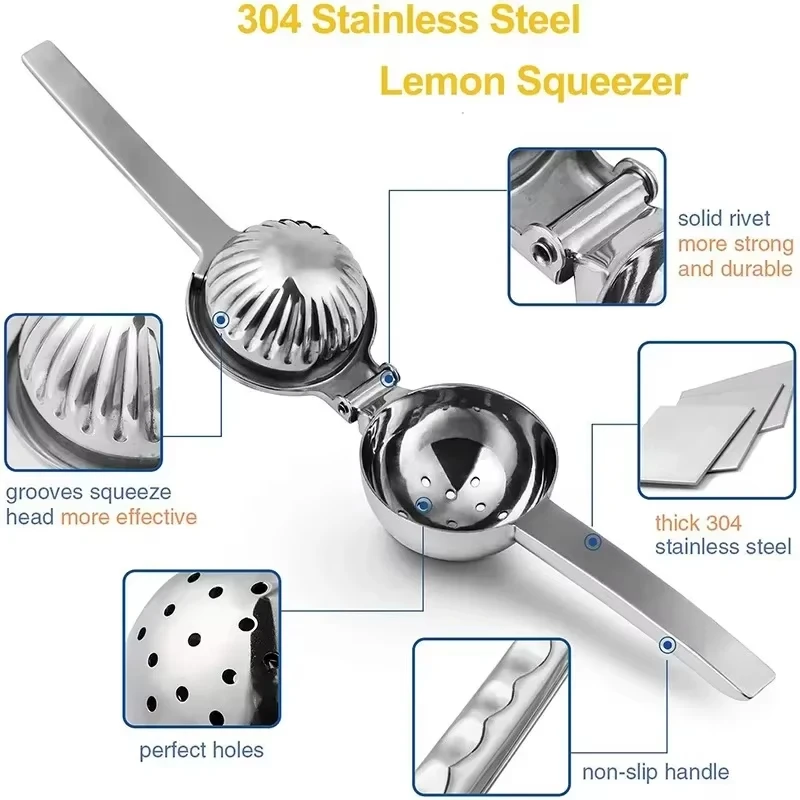 Stainless Steel Lemon Orange Manual Juicer Hand Press Citrus Squeezer for Lime Kitchen Fruit Juice Tool Easy to Use