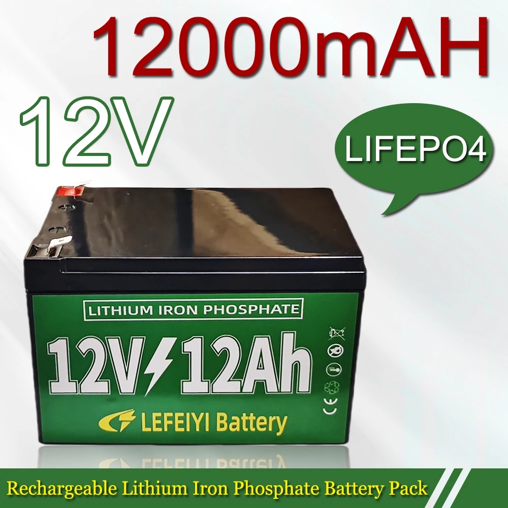 

12V 12Ah LiFePo4 Battery Lithium Iron Phosphate 12.8V Rechargeable Battery for Children's Toys， Boat Motor