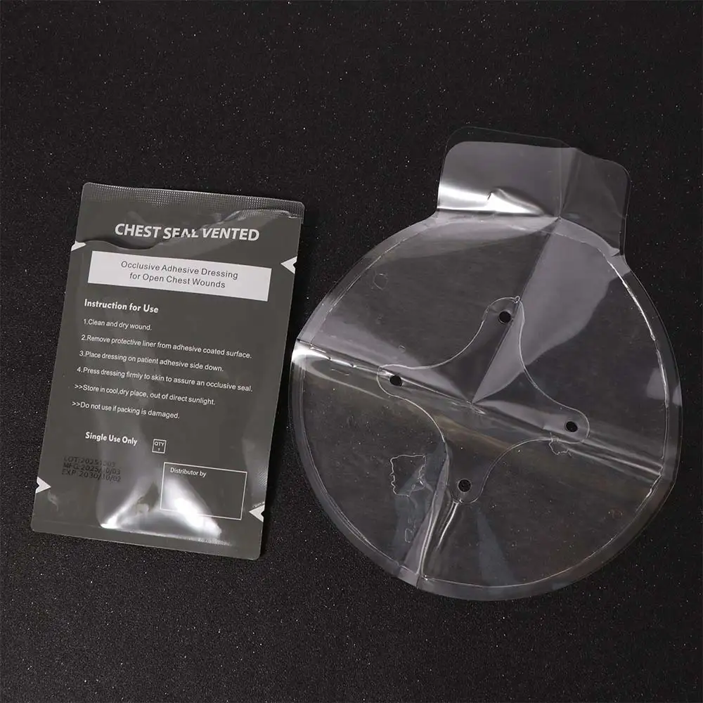 Occlusive Adhesive Vent Chest Seal Advanced Adhesive With Hole Trauma Sticker Patch Life-Saving Lightweight Outdoor Chest Seal