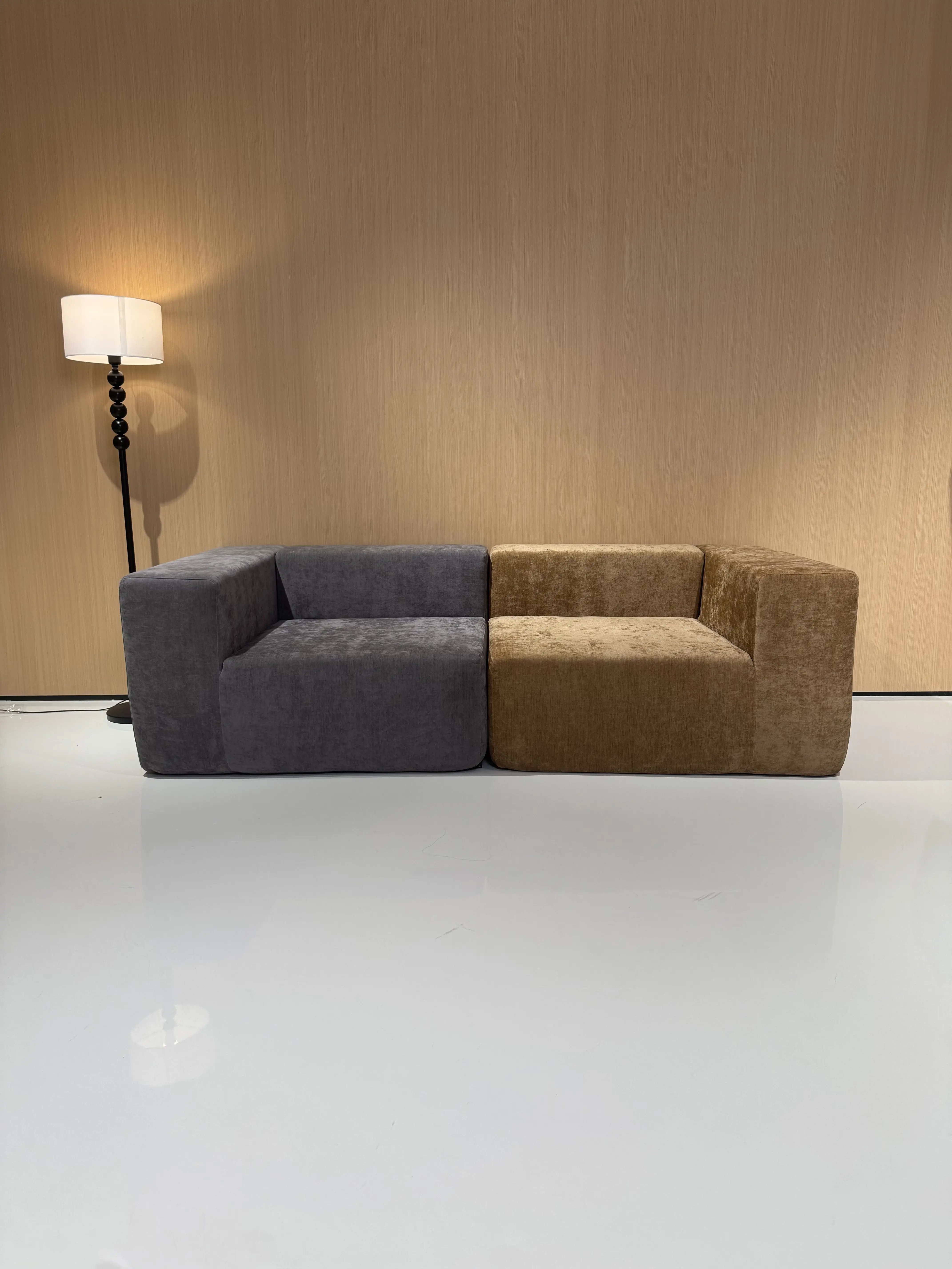 Tufted Modular Fabric Corner Unit High Density Foam Compressed Sectional Sofa Set for Hotels Villas Apartments Living Room Use