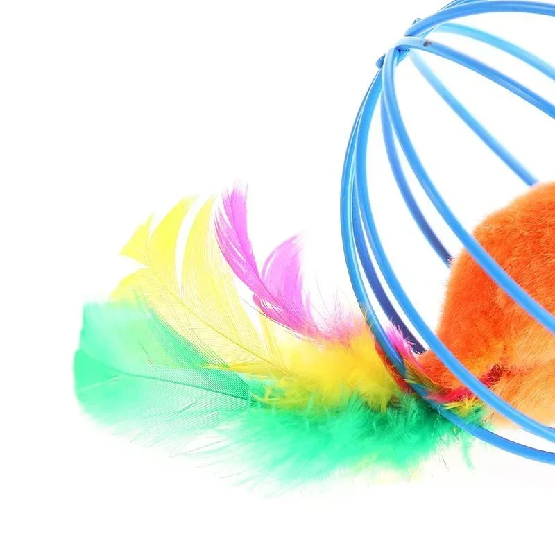 Cat Toy Funny Pet Cat Kitten Playing Mouse Rat Mice Ball Cage Toys Pet Supplies Random Color