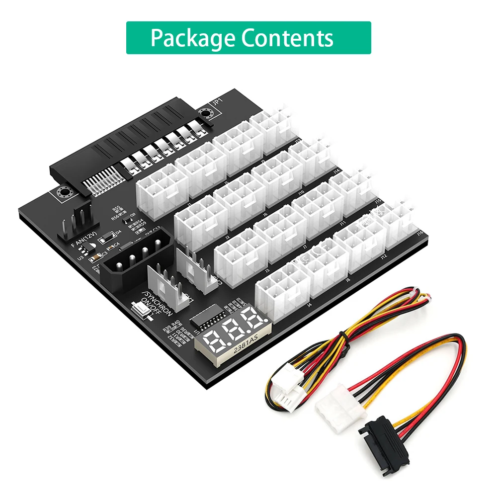 ATX Fonte de alimentação Breakout Board Adapter com Flash LED, 12x6Pin, HP 733428-101, 720620-B21, 830272-B21, 720478-B21, 830262-001 PSU