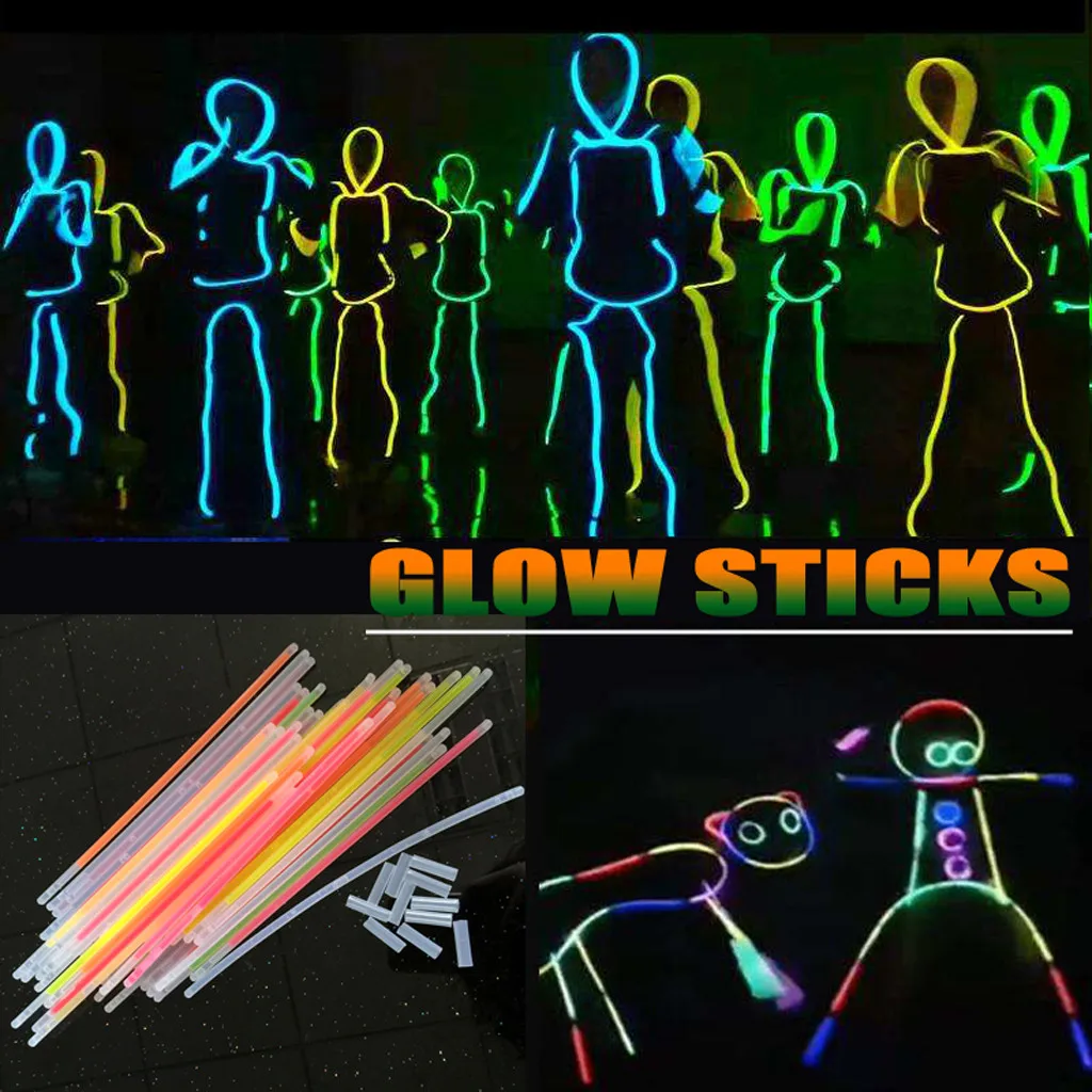 

100 Pack Fashion New Neon Light Up Clothing Dance Glow Stick Glow In The Dark Rave Flashing Costume Party Supplies For Adult