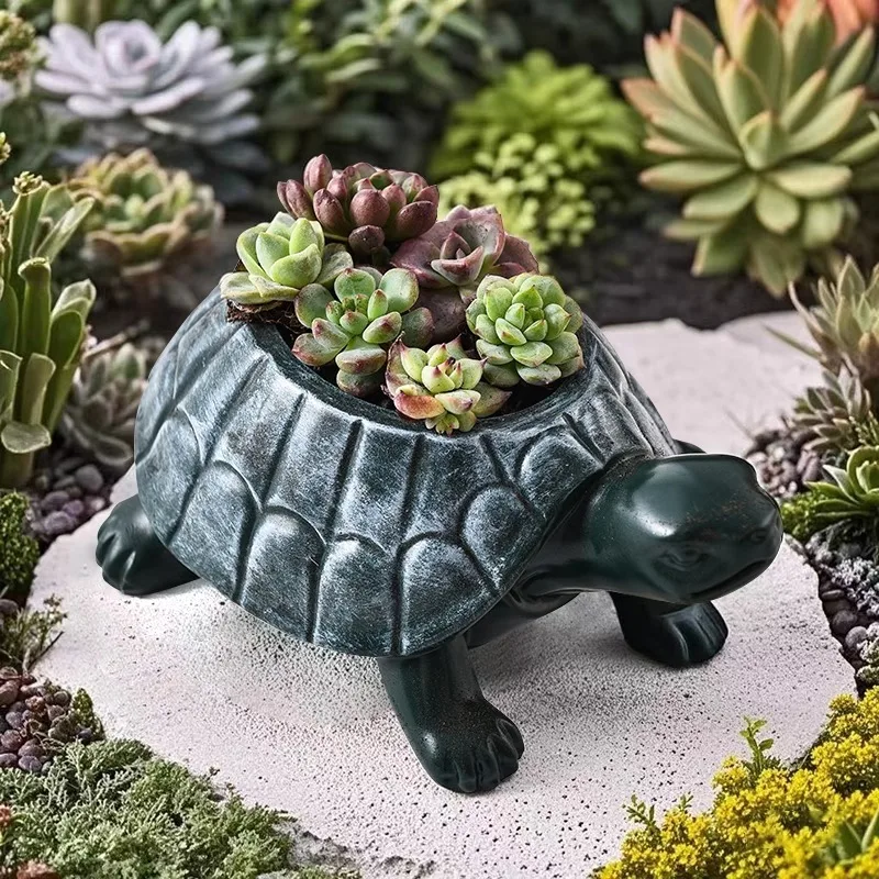 

Cute Turtle Flowerpot Green Potted Plants Container Home Courtyard Garden Decor Resin Handicrafts Ornament Gift for Friends