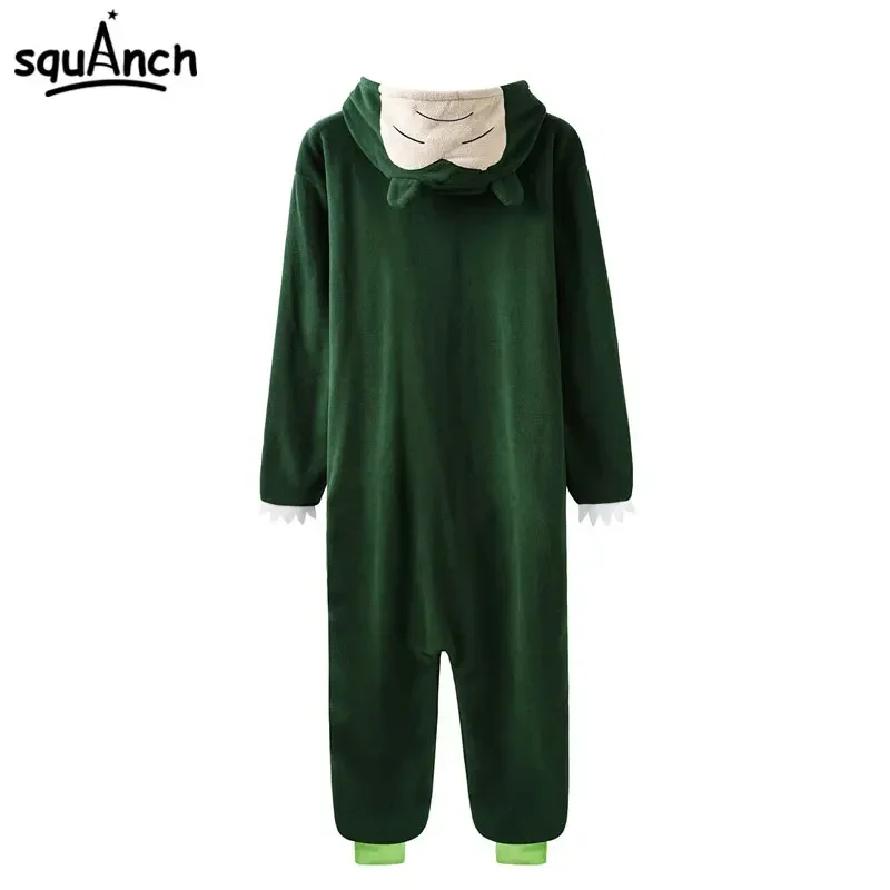 Green snolax onesie anime kigurumis Women Men couple pajama polar fleece funny cute suit winter animal cartoon overalls