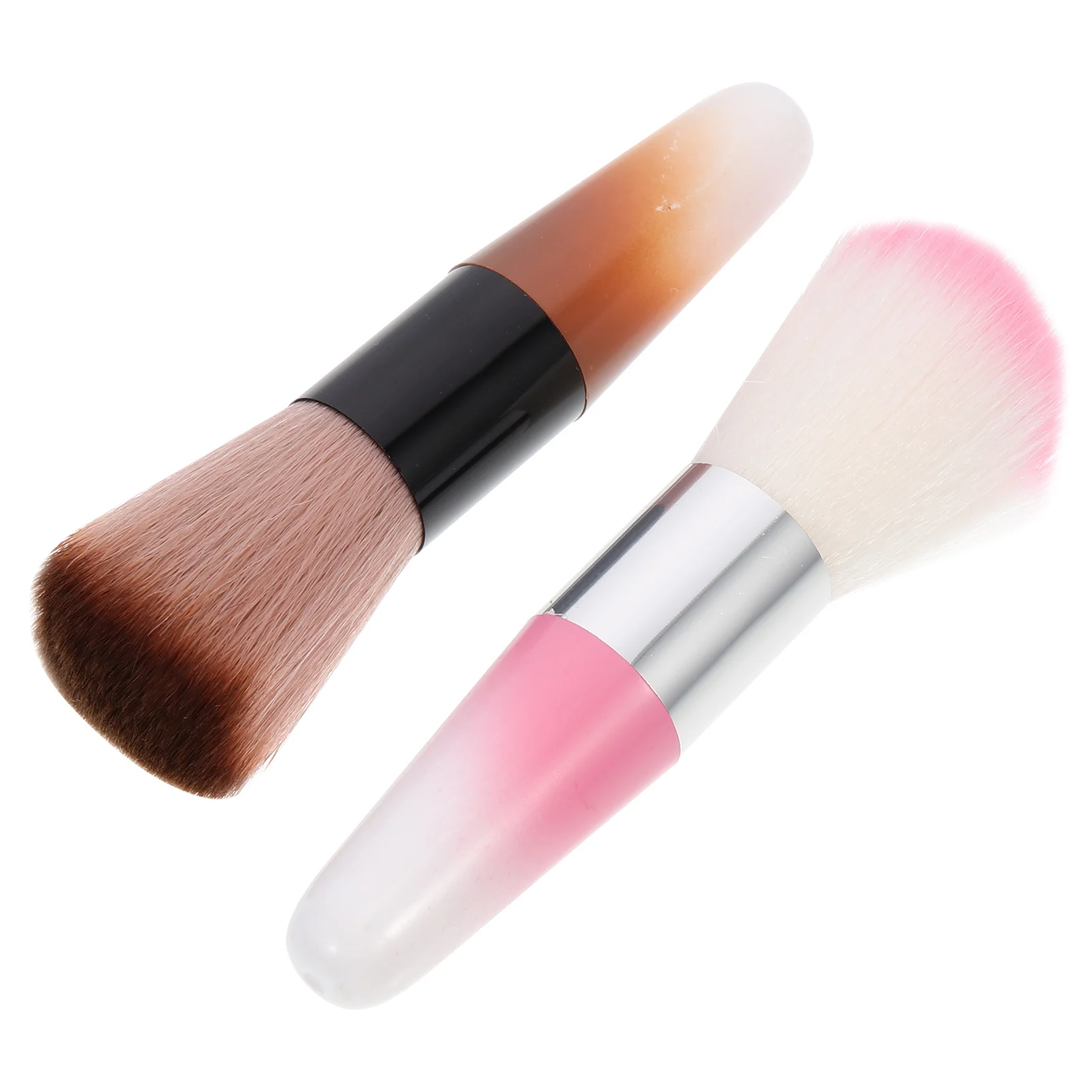 

2pcs Powder Brush Nail Cleaning Brushes Portable ABS Handle Wear Resistant Makeup Blush Dust Remover Foundation Nail Tools