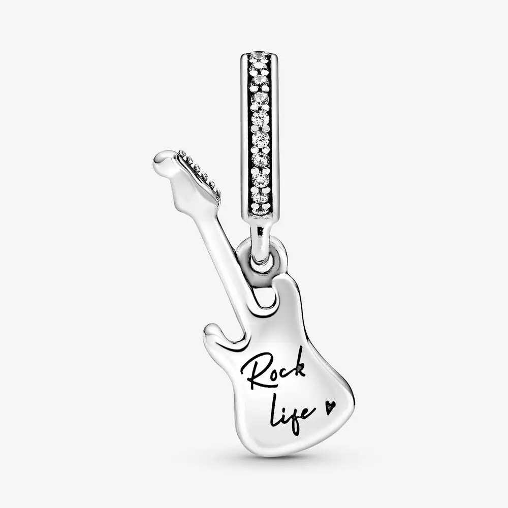 جديد 925 فضة الغيتار الموسيقية ملاحظة سحر of ley 925 سلسلة مطرز صالح الأصلي قلادة سوار DIY بها بنفسك السيدات مجوهرات