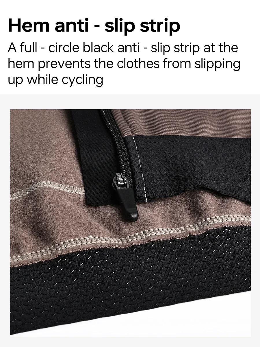 X-TIGER Fleece-Radtrikot für Herren, thermisches Radshirt mit langen Ärmeln, Fahrradshirt mit 3 Taschen und rutschfestem Saum für Rennrad- und Mountainbike-Fahrten. – Detail 13
