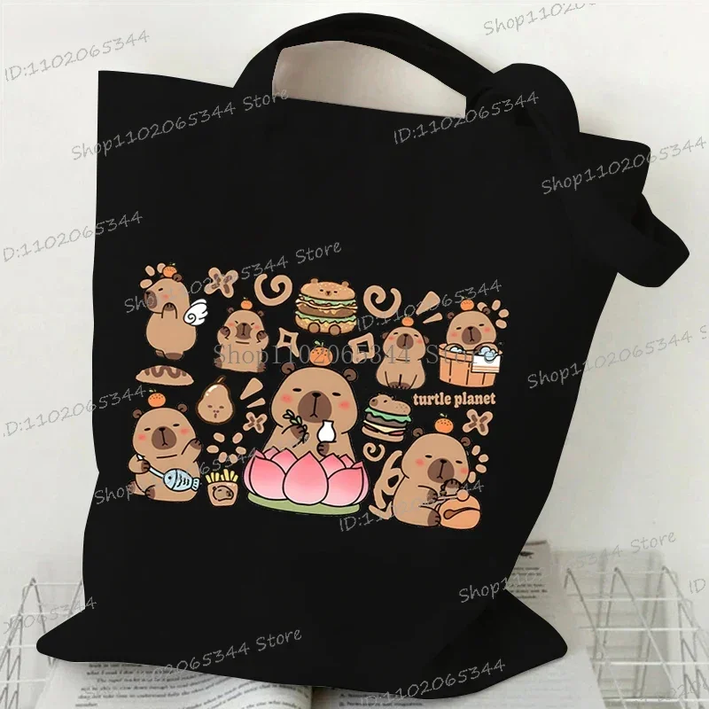 Cartoon Capybara Print Shoulder Bag Women "Things I Do in My Spare Time" Capybara Lover Tote Bags Fashion Women Animal Handbags