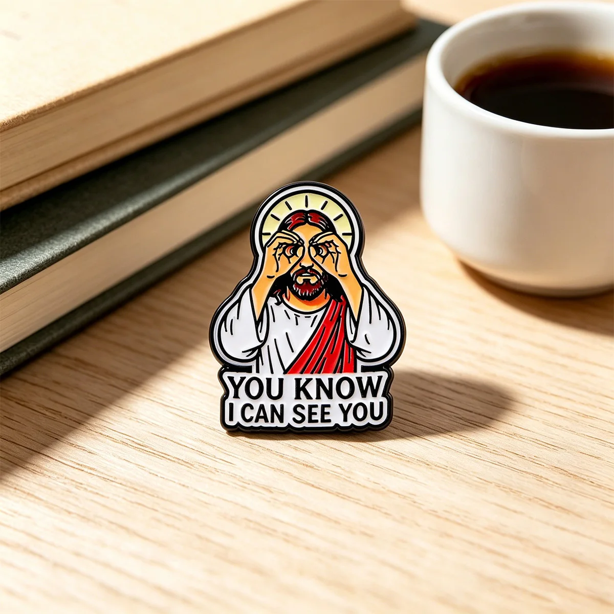 YOU KNOW I CAN SEE YOU Enamel Pin Jesus Brooch Pines Lapel Pins Badge on Backpack Clothing Accessories Fashion Jewelry Gifts