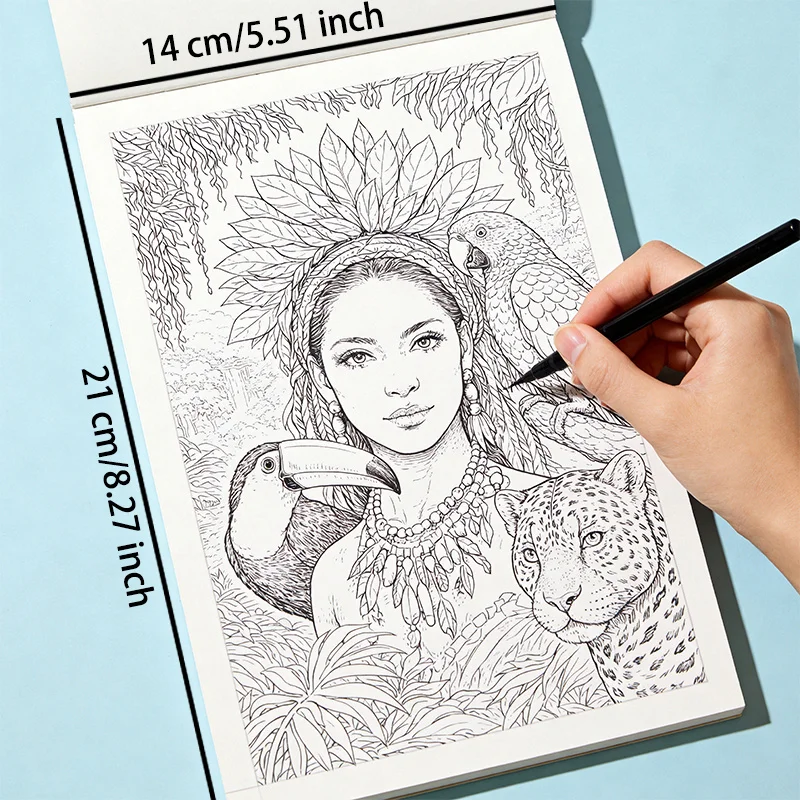 A Hand Drawn Adult Meditation, Healing, Zen Style Graffiti Book, Eagle/bird/wild Flowers/mandala Patterns/European Street Themes