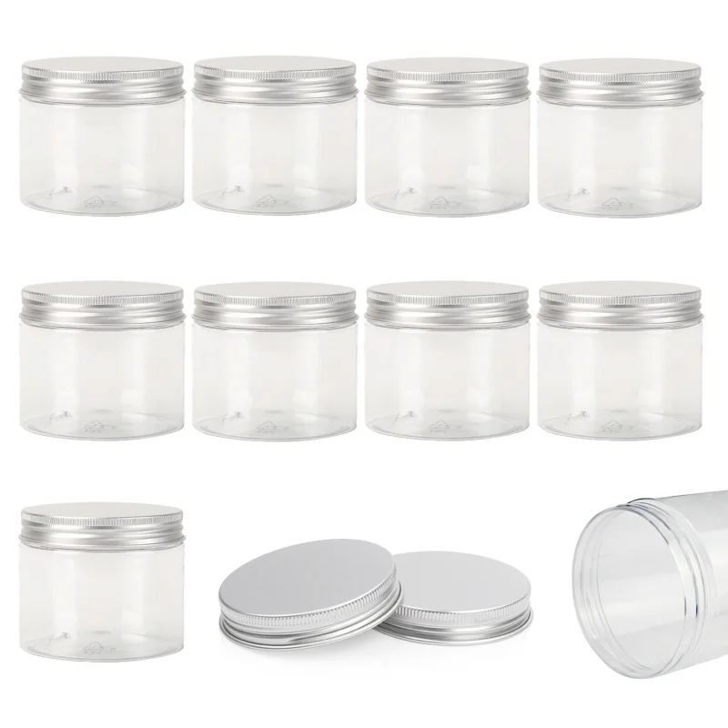 Frasco de plástico PET con tapas de aluminio, contenedor de tornillos, vacío, para cosméticos, crema en polvo, maquillaje, 5 piezas, 20ml-250ml