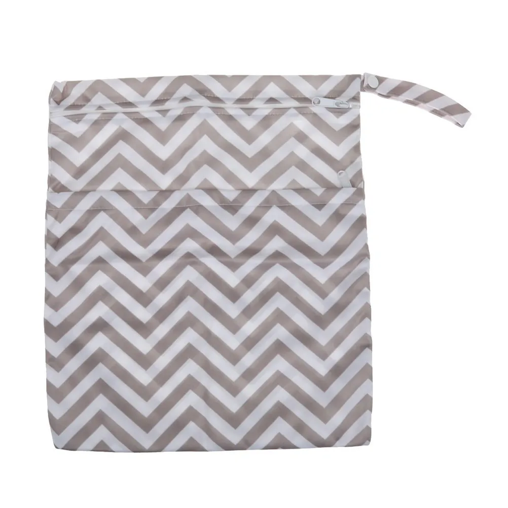 

Infant Diaper Bag Waterproof Nappy Bag Reusable Wet Dry Baby Pouch Dual Zipper Rainbow Grey Waves for Baby Clothes Food Milk