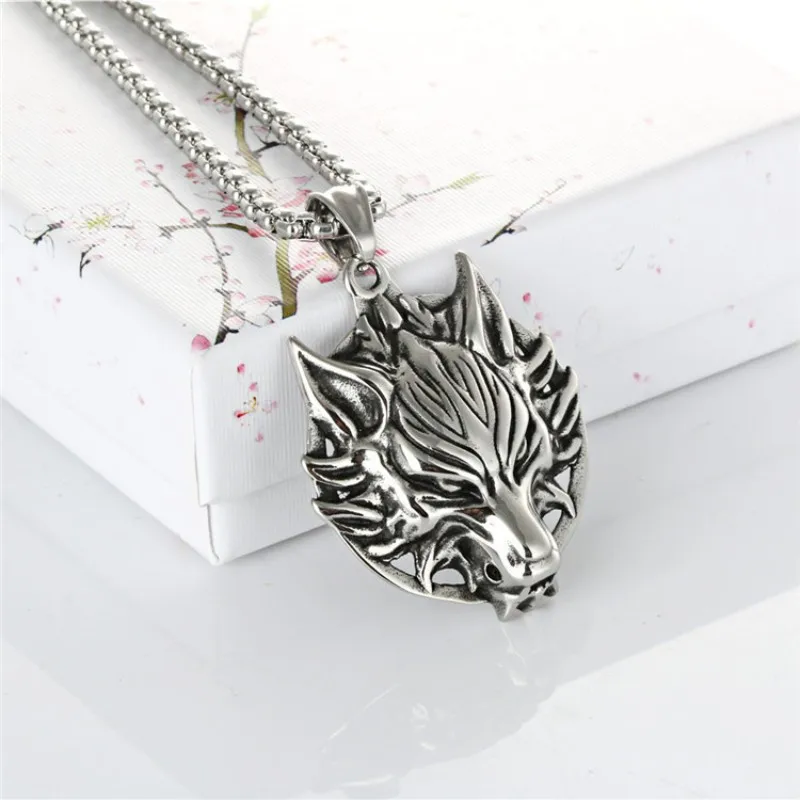 Vintage Fashion Wolf Head Necklace Men Personality Aggressive Necklace Punk Men Pendant Hip Hop Punk Party Jewelry Gift Hombre