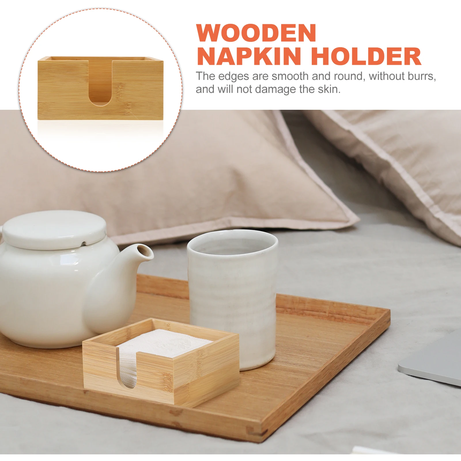 

Wooden Napkin Holder Tabletop Stand Creative Design Smooth Edges For Kitchen Dining Table Decorative Tissue