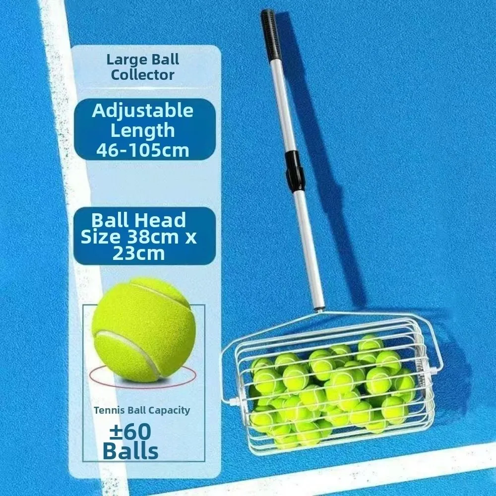 ramasseur-de-balles-de-tennis-en-acier-inoxydable-outil-de-recuperation-de-balles-efficace-a-grande-capacite-poignee-ergonomique-economie-d'effort
