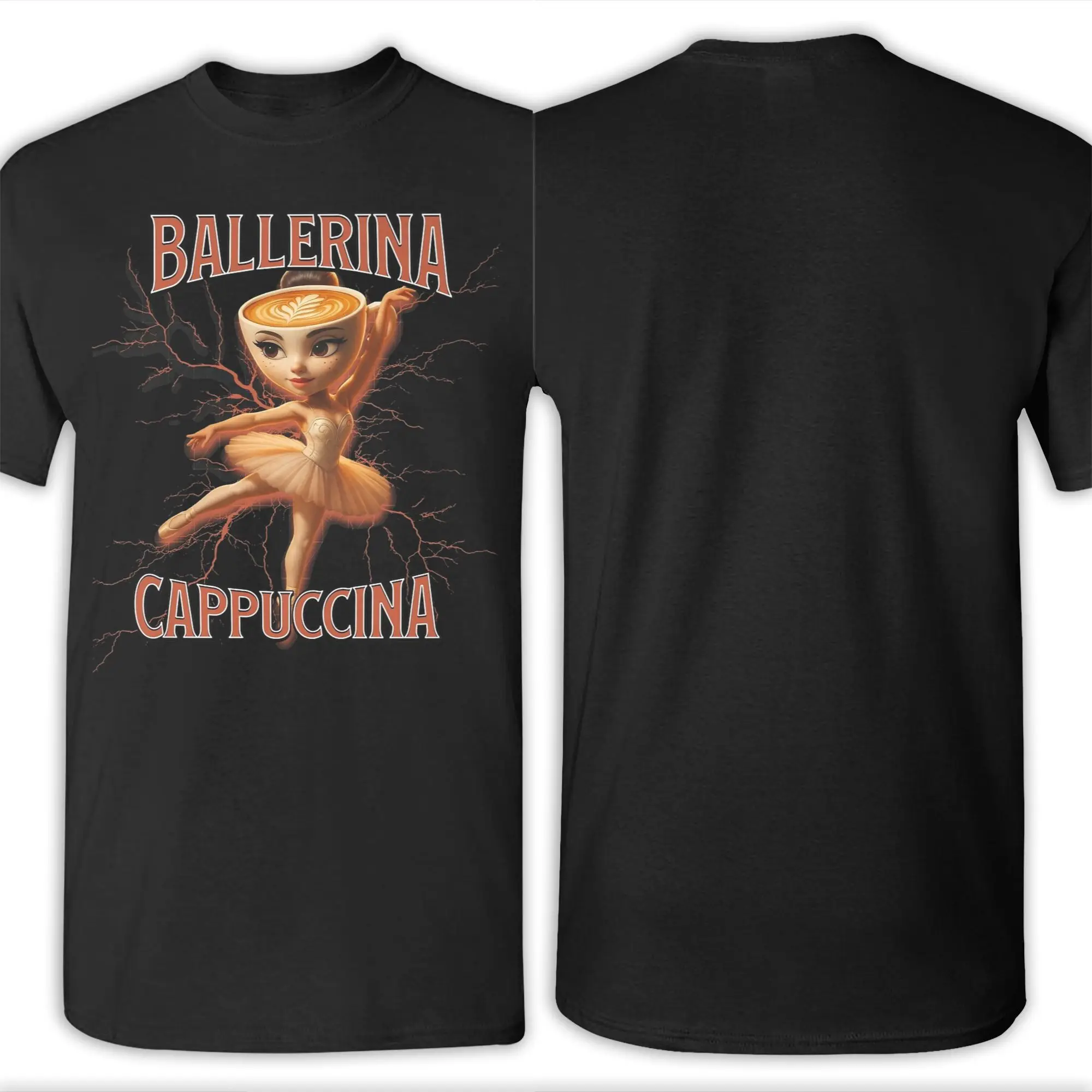 Ballerina Cappuccina Italian Brainrot Meme Men T Shirts  Casual Tees Short Sleeve O Neck T-Shirt Cotton 4XL 5XL 6XL Clothing