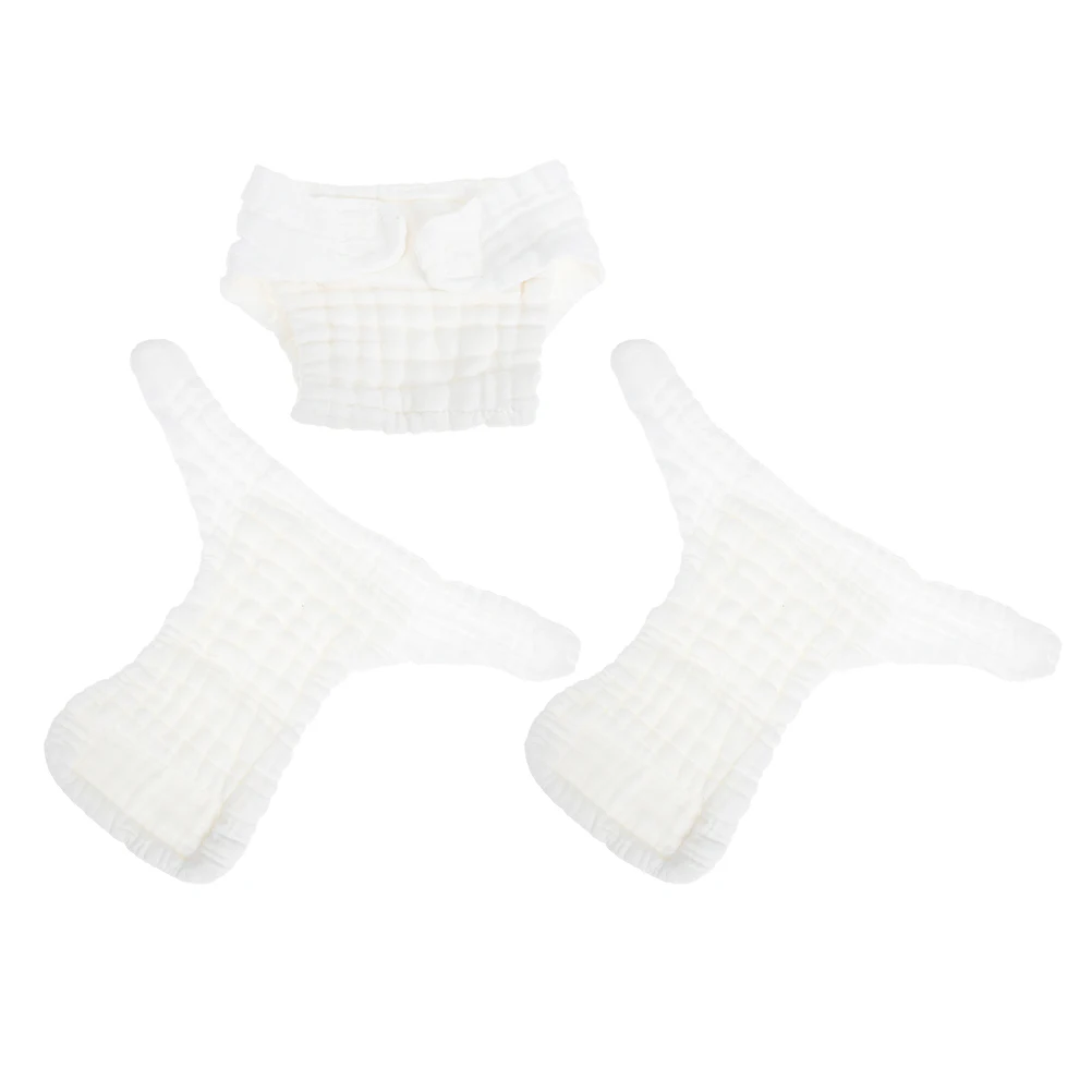 Pañales lavables para recién nacidos, gasa de algodón de talla S, pañales de tela reutilizables para bebés y niñas, pantalones de pañales de Color blanco, 3 uds.