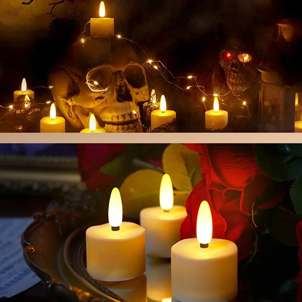 شموع عديمة اللهب قابلة لإعادة الشحن ﻿ Led شمعة الإلكترونية الدافئة ضوء مصباح مع الموقت عن بعد للمنزل ديكور أضواء شموع الزفاف