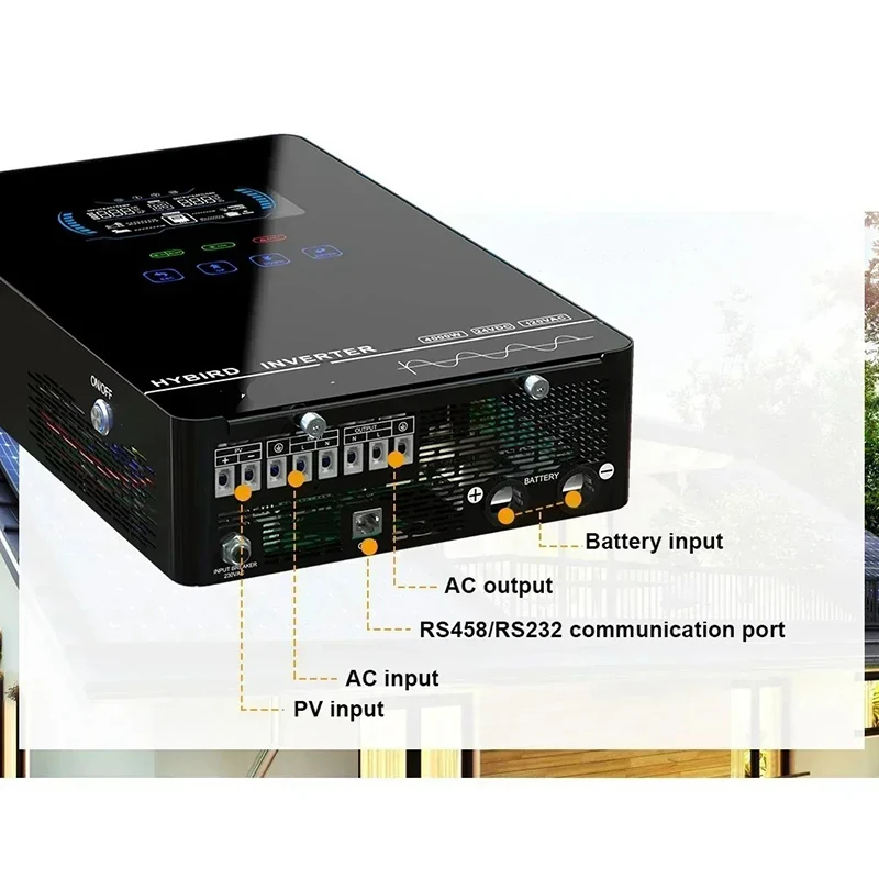 ECGSOLAX 4KW عاكس شمسي هجين 24 فولت 110 فولت/120 فولت مع MPPT 110A شاحن بالطاقة الشمسية شاشة تعمل باللمس LCD عاكس هجين ماكس PV 350VDC