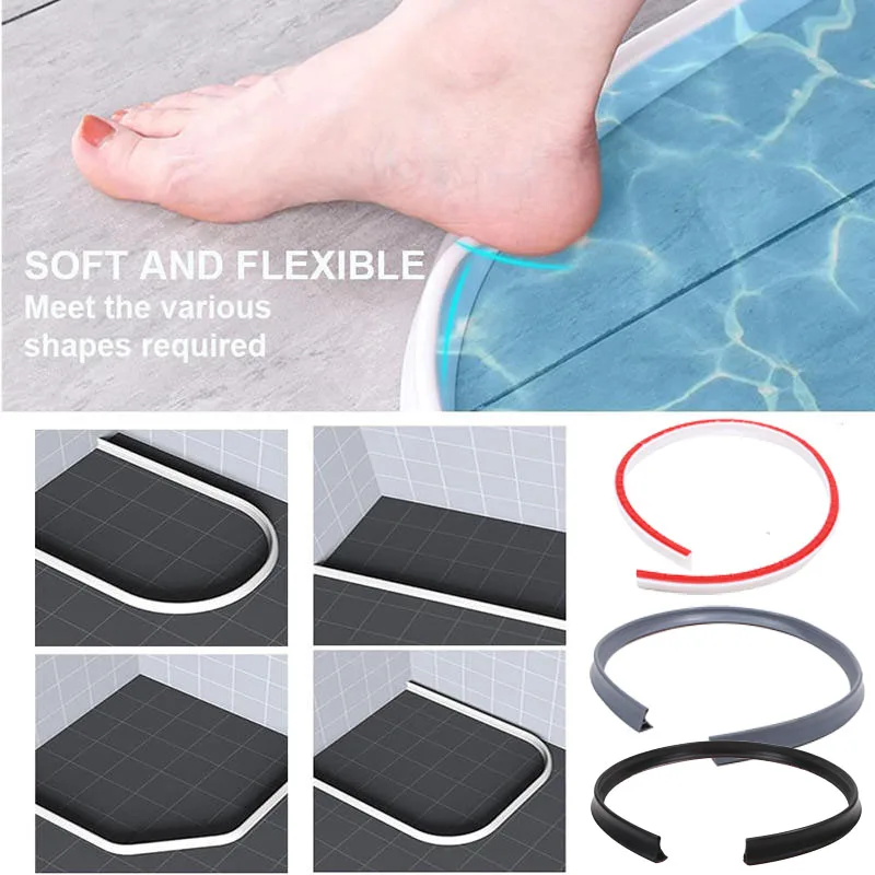 

100cm Silicone Shower Barrier Water Stopper Bathroom Waterproof Strip Water Retaining Strip Bendable Door Bottom Sealing Strip