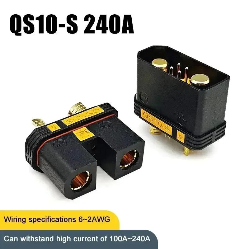 240A Drones Lithium Battery Power Supply Charging Connector 750V QS10 Weldable Automotive 4-10AWG Male Female Anti Ignition Plug