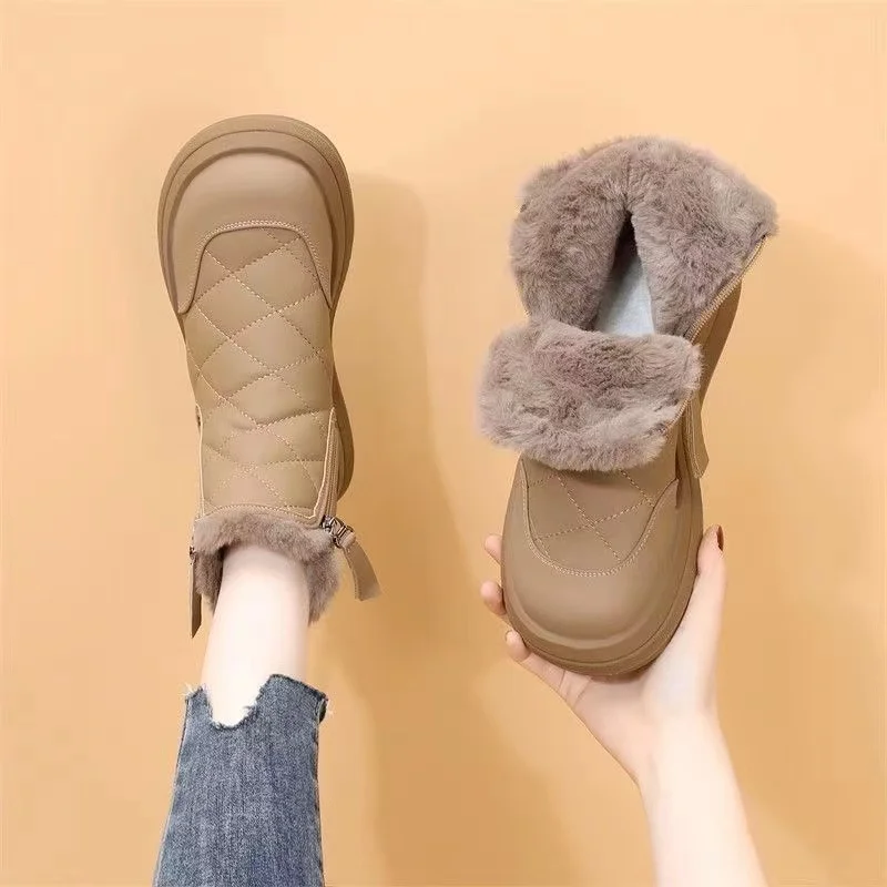 

Winter Women's Snow Boots Plush Comfort Warm Waterproof Short Boots Cold Resistant Outdoor Womens Ankle Cotton Shoes Botas Mujer