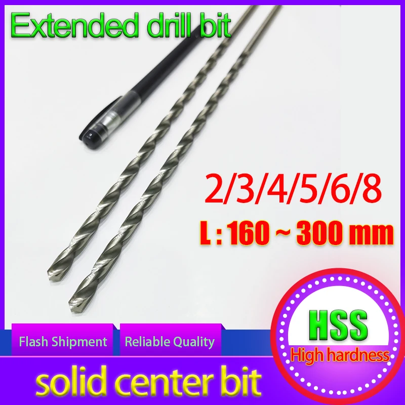 2-10mm Length160/200/250/300mm Extra Long HSS Drill Bit Set Holesaw Hole Saw Cutter Drilling Kit for Wood Steel Metal Alloy
