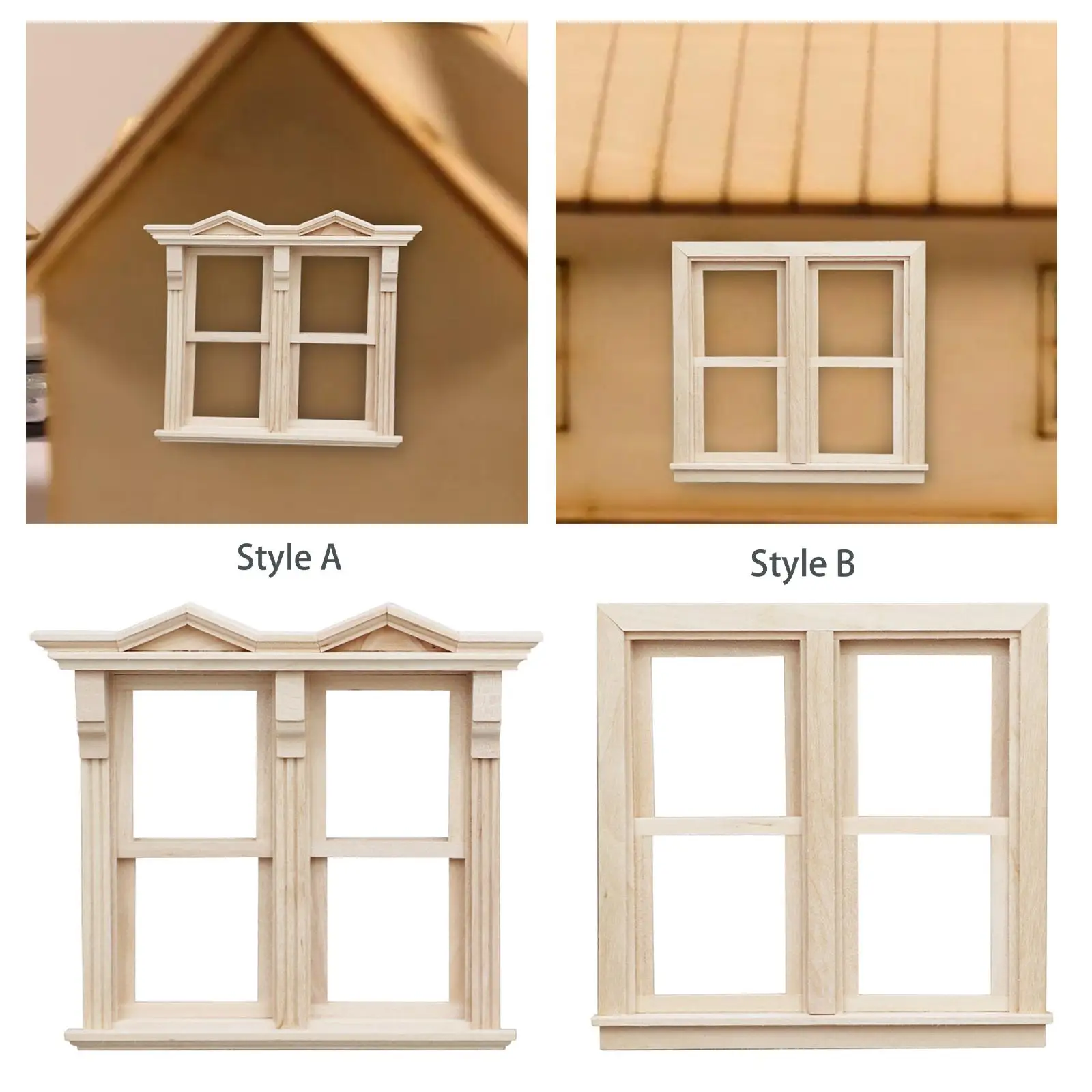 1/12 Dollhouse Miniature DIY Wooden , Dollhouse , Miniature Furniture Window