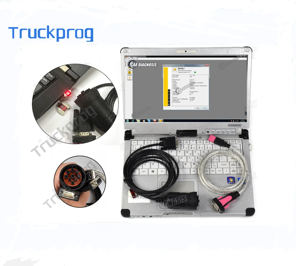 

auto diagnostic scanner for Sculi Liebherr diagnosis software + wire harness+Thoughbook C2 laptop Liebherr diagnostic scanner